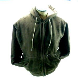 CARHARTT Brown Velour Hooded Jacket - Medium (B32)